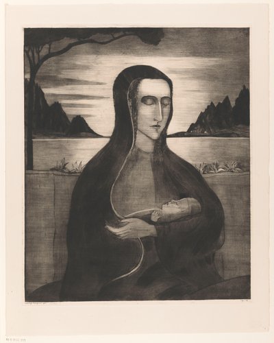 Korsikansk kvinde med barn Femme Corse avec enfant (original titel) af Lodewijk Schelfhout (signed by artist)