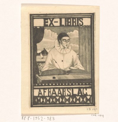 Ex libris af A.F. Baarslag af Lodewijk Schelfhout (signed by artist)