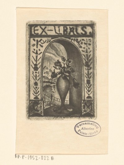 Ex libris af C. van der Meulen af Lodewijk Schelfhout (signed by artist)