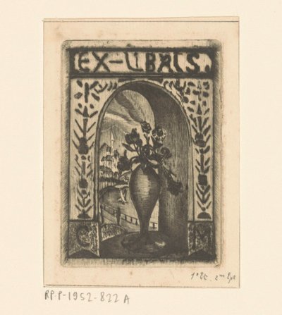 Ex libris af C. van der Meulen af Lodewijk Schelfhout (signed by artist)