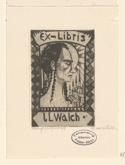 Ex-libris af Jan Walch af Lodewijk Schelfhout (signed by artist)