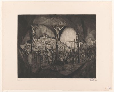 Golgata I (original titel) af Lodewijk Schelfhout (signed by artist)
