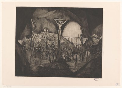 Golgata I (original titel) af Lodewijk Schelfhout (signed by artist)