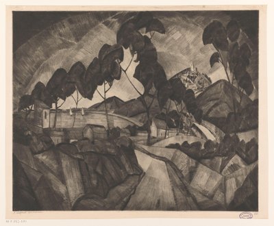 Bakket landskab i Provence La Provence (original titel på objekt) af Lodewijk Schelfhout (signed by artist)