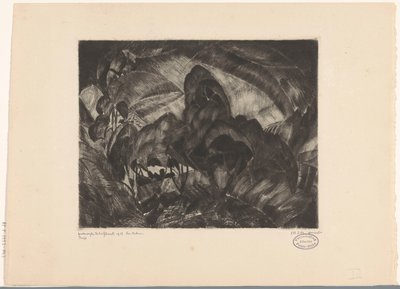 Bakket landskab med træer Les Arbres (original titel på objekt) af Lodewijk Schelfhout (signed by artist)