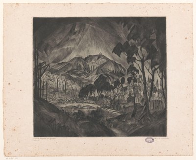Bakket landskab med industri Evolution (original titel på objekt) af Lodewijk Schelfhout (signed by artist)