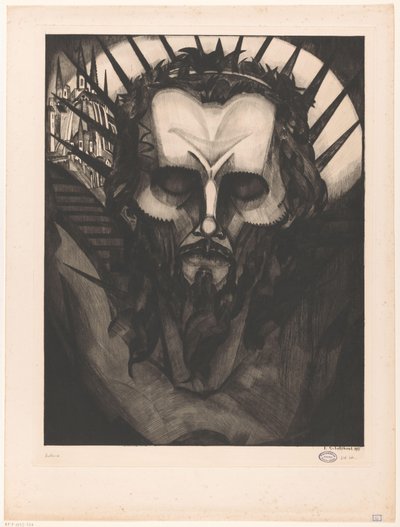 Kristi hoved Tête de Christ I (original titel) af Lodewijk Schelfhout (signed by artist)