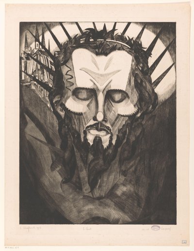 Kristi hoved Tête de Christ I (original titel på objektet) af Lodewijk Schelfhout (signed by artist)