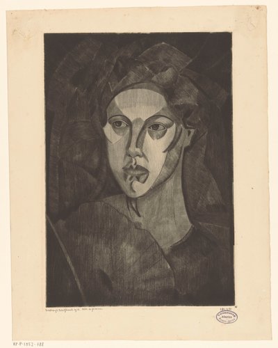 Hovedet af en kvinde Tête de femme I (original titel på objektet) af Lodewijk Schelfhout (signed by artist)