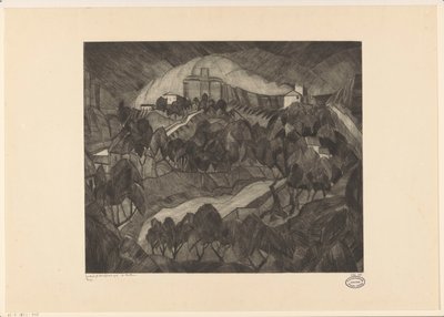 Slot på en bakke Le Château I (original titel på objektet) af Lodewijk Schelfhout (signed by artist)