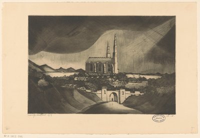Katedral La Cathédrale (original titel) af Lodewijk Schelfhout (signed by artist)