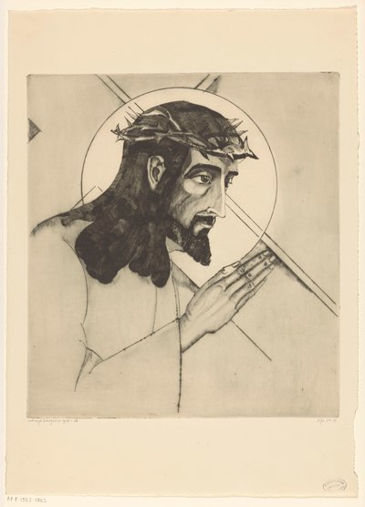 Kruisdraging Christ portant la croix (original titel) af Lodewijk Schelfhout (signed by artist)