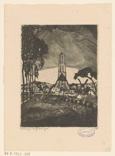 Linden (original titel) af Lodewijk Schelfhout (signed by artist)