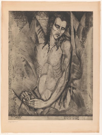 Nøgen mand med lukkede øjne Le Martyr (original titel) af Lodewijk Schelfhout (signed by artist)