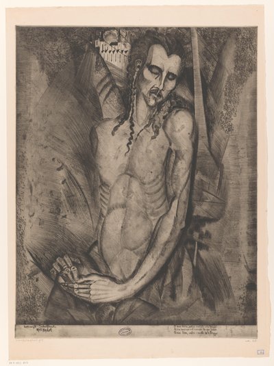 Nøgen mand med lukkede øjne Le Martyr (original titel) af Lodewijk Schelfhout (signed by artist)