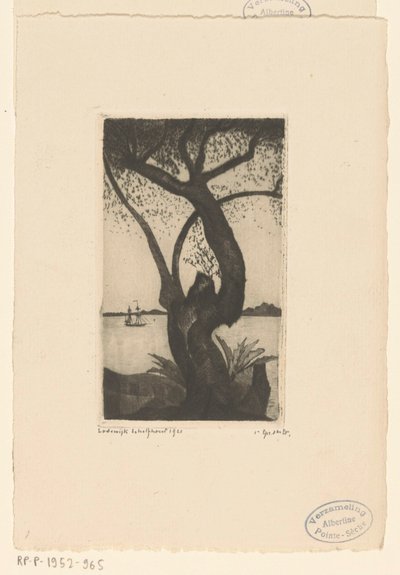 Oliventræ på Korsika Olivier, Corse (original titel) af Lodewijk Schelfhout (signed by artist)