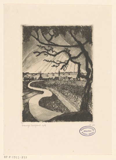 Veere (original titel) af Lodewijk Schelfhout (signed by artist)