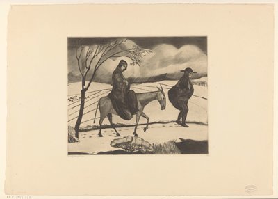 Flyvning til Egypten La Fuite Egypt I (original titel) af Lodewijk Schelfhout (signed by artist)