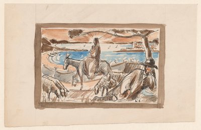 Flyvning til Egypten af Lodewijk Schelfhout (signed by artist)