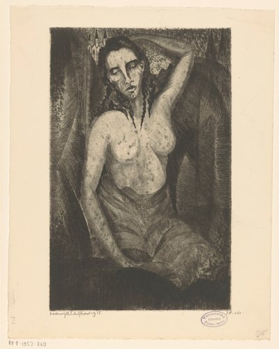 siddende kvinde Femme assise (original titel) af Lodewijk Schelfhout (signed by artist)