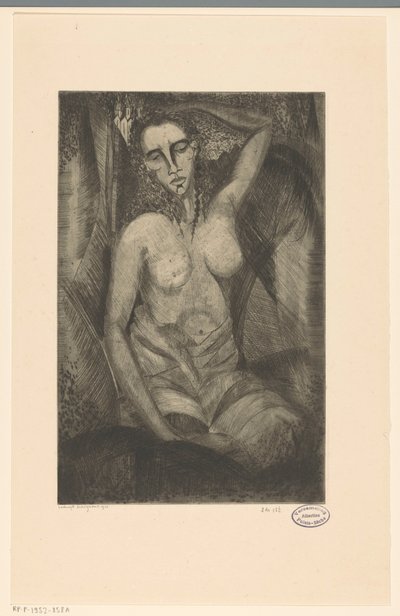 siddende kvinde Femme assise (original titel) af Lodewijk Schelfhout (signed by artist)