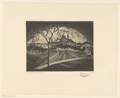 Solnedgang Coucher de soleil (original titel på objektet) af Lodewijk Schelfhout (signed by artist)