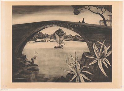 Buebro på Korsika Le Grand Pont Corse (original titel) af Lodewijk Schelfhout