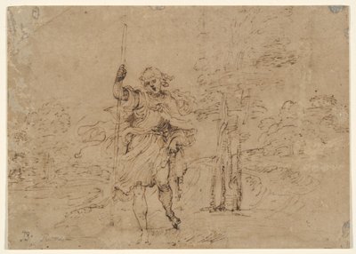 Sankt Christopher (eller Sankt Roch?) i et Landskab af Lodovico Carracci