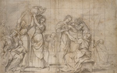 Døberens fødsel, c1575-1610 af Lodovico Carracci