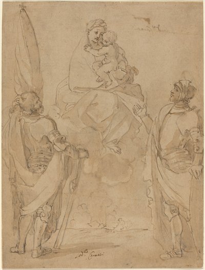 Jomfruen og barnet viser sig for de hellige George og William af Lodovico Carracci