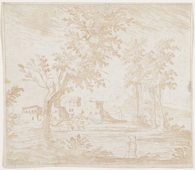 Landskab med ruin af Lodovico Mattioli (attributed to)
