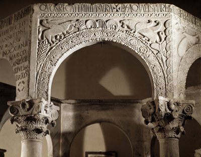Lombardkunst, renæssance af Liutprand (Liutprandus) Langobardernes konge: detail d