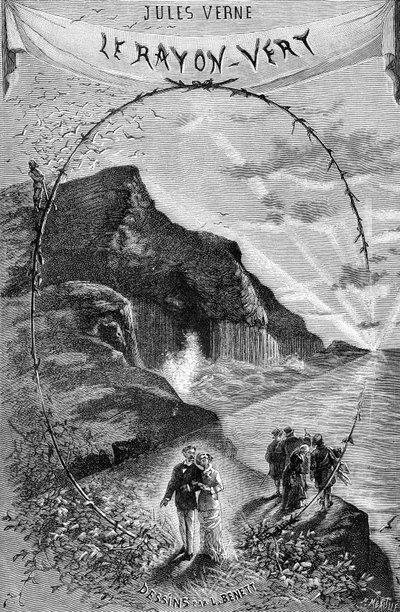 Forsidebillede af Jules Vernes roman "Den grønne stråle", Hetzel-samlingen/Extraordinary Voyages 1882. Tegning af Leon Benett. af Léon Benett