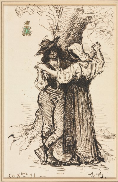 Par, der bejler til ved et træ, 1871. af Léon Bonnat