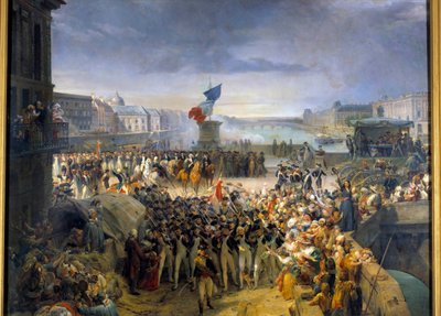 Nationalgarden i Paris, samlet på Pont Neuf, rejste til hæren i september 1792. Maleri af Leon Cogniet (1794-1880) af Léon Cogniet