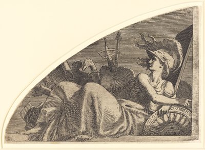 Bellona sidder på sine trofæer af Léon Davent after Francesco Primaticcio