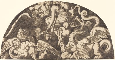 Jupiter bringer Styxens vand til Psyche af Léon Davent after Giulio Romano