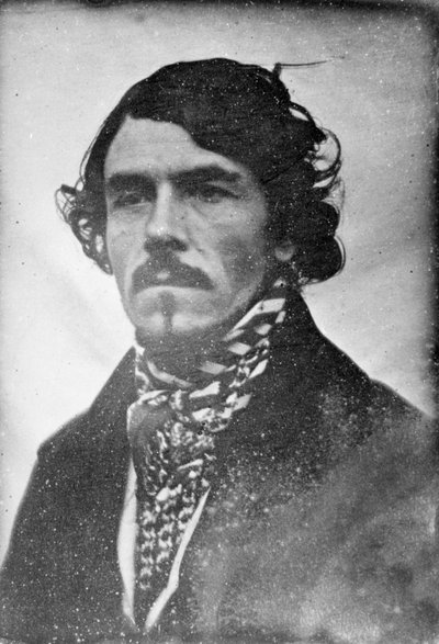 Helt ansigtsportræt af Eugène Delacroix, hoved og skuldre, 1842 (daguerreotypi) af Léon Riesener