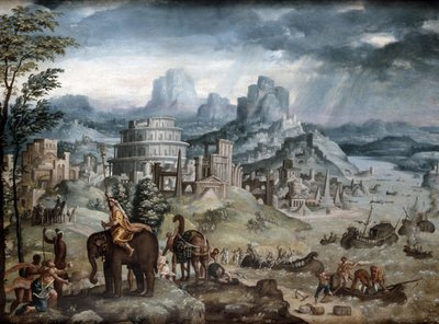 Slaget ved Trasimene-søen (olie på lærred) af Léonard Thiry