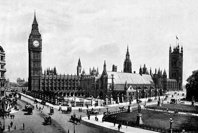 Houses of Parliament og Westminster Hall set fra Parliament Square, London, c1905. af London Stereoscopic and Photographic Co
