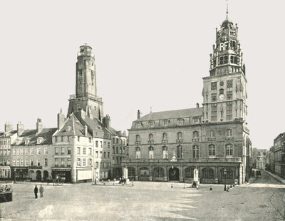 Vagttårnet og Hotel De Ville, Calais, Frankrig, 1895. af London Stereoscopic and Photographic Co