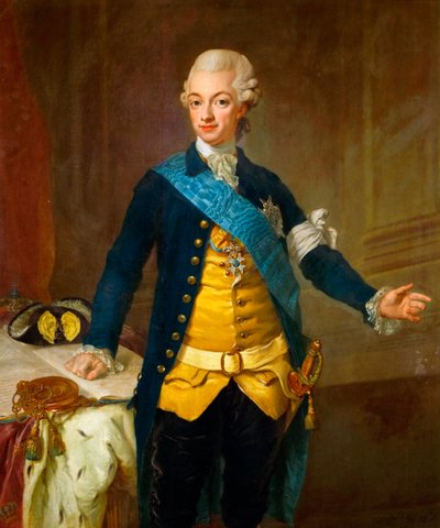 ""Portræt af kong Gustav III af Sverige (1771-1792)"" (Portræt af Gustav III af Sverige) Maleri af Lorenz II Pasch (1733-1805) af Lorens the Younger Pasch