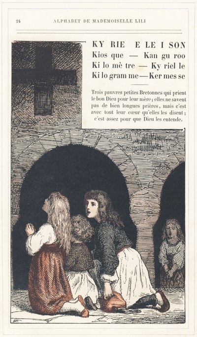 Kyrie Eleison, Kiosk, Kanguroo, Kilometre, Kyrielle, Kilogram, Kermesse, side 24 - Alfabet af Mademoiselle Lili, af L. Froelich og af en far (Hetzel selv). Bibliotheque  Magasin d