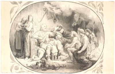 Illustration til kapitlet "Følget drager hjem" af Lorenz Frølich