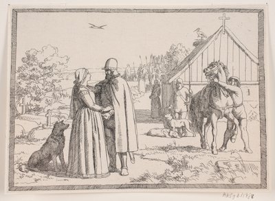 Illustration til Adam Oehlenschlägers digt "De to kirketårne" af Lorenz Frølich