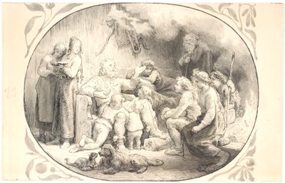 Illustration til kapitlet "Følget drager hjem" af Lorenz Frølich