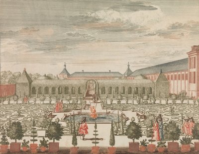 Dronningens Have med Grønt Kabinet og Orangeriet, set bagfra, i: Til..., n.d.. af Lorenz Scherm