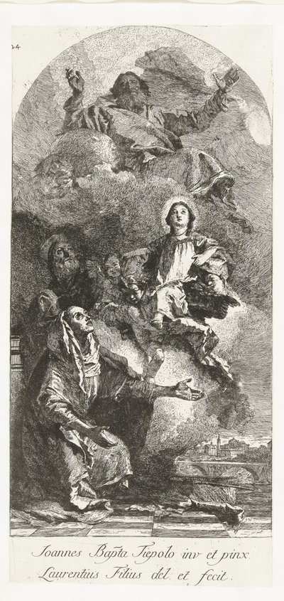 Sts Joachim og Anna med Gud Faderen og Jomfruen Sankt Anna og Joachim med Maria og Gud Fader af Lorenzo Baldissera Tiepolo