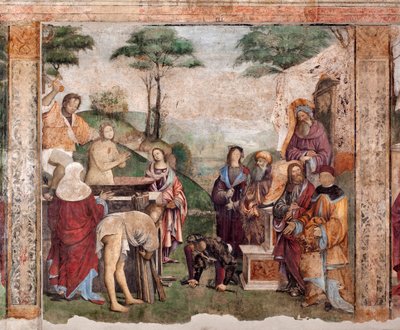 Sankt Cecilias liv: Helgenens Martyrium (fresko af Lorenzo Costa