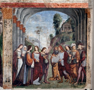 Sankt Cecilias liv: Sankt Cecilias og Baldrians bryllup (fresco af Lorenzo Costa